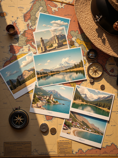 异国恋情电影海报，异域风情背景，情侣旅行，风景优美，浪漫氛围