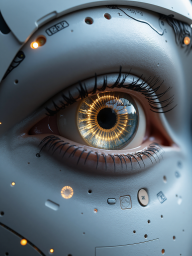 机器人科幻电影海报，机械人特写，金属质感，电路纹理，科技未来感